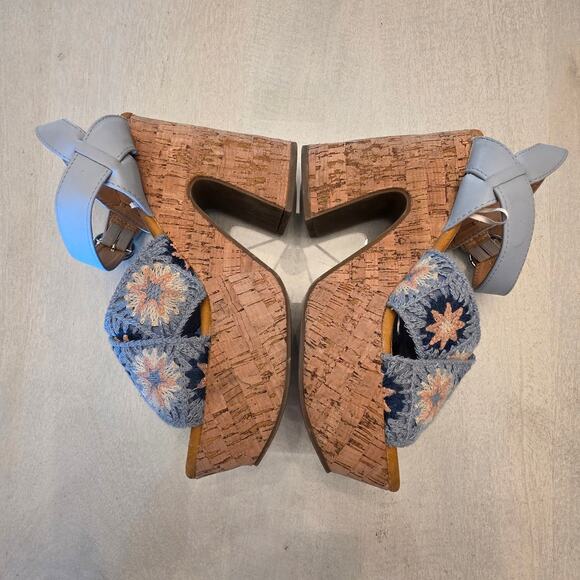 SUGAR Women's Platform Crochet Heels SZ 7.5 Hippie 70's - Picture 3 of 8